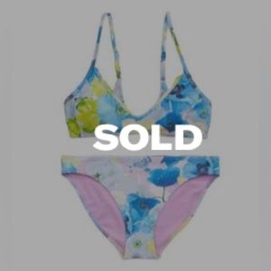 Aerie bikini top and bottom set, blue tulip pattern, full coverage bottoms